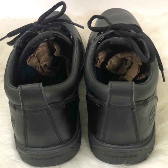 Skechers Relaxed Fit Memory Foam Gel-Infused Black Leather Shoe Size 14